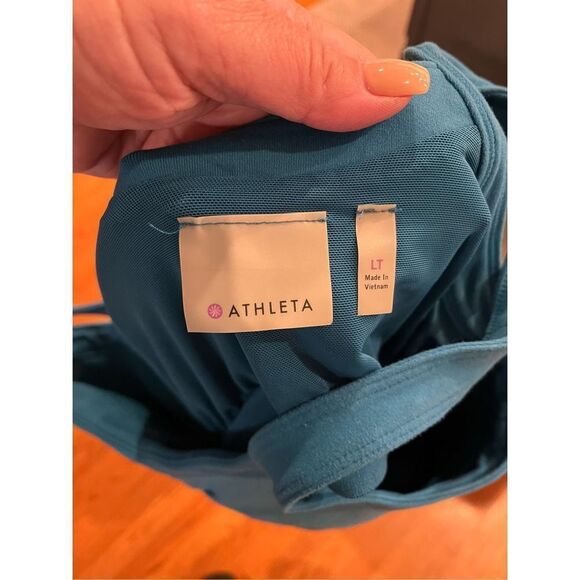 Athleta Teal Ruched Long Line Shelf Bra Athletic Top sz LT - Picture 4 of 5